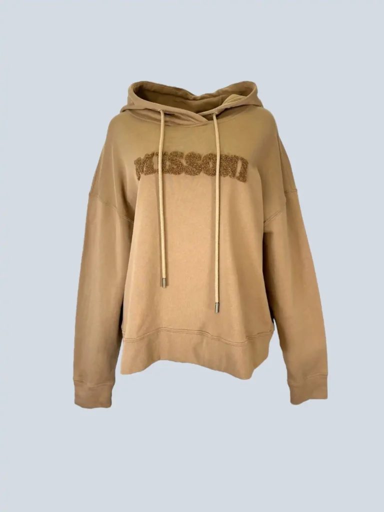Felpa con cappuccio in cotone con logo in lana, XL.