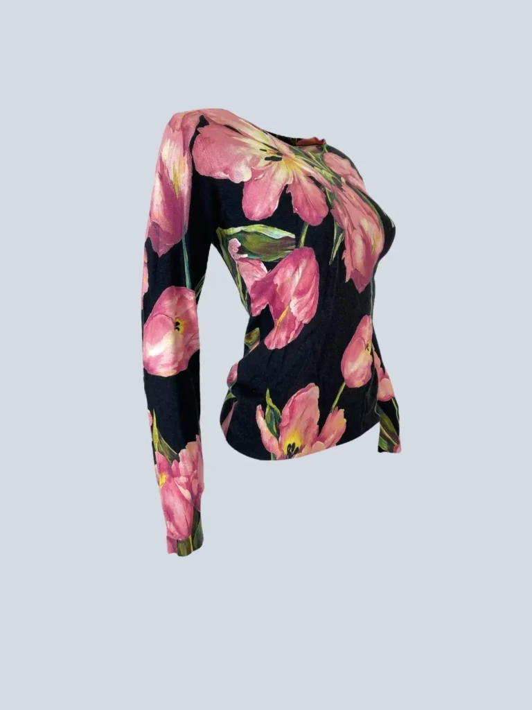 Floral print cotton long-sleeved top,, photo 2 of 5