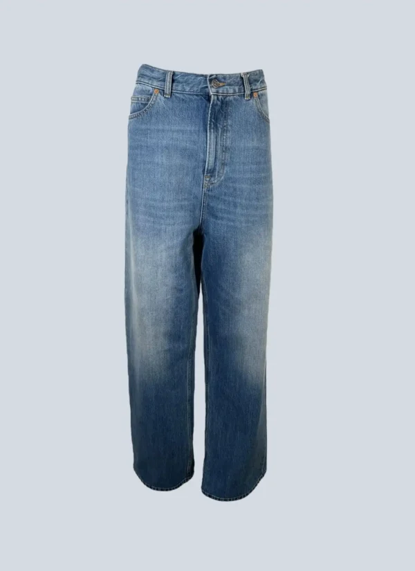 <b>Valentino</b><br> pantaloni in denim baggy con stampa, 29.