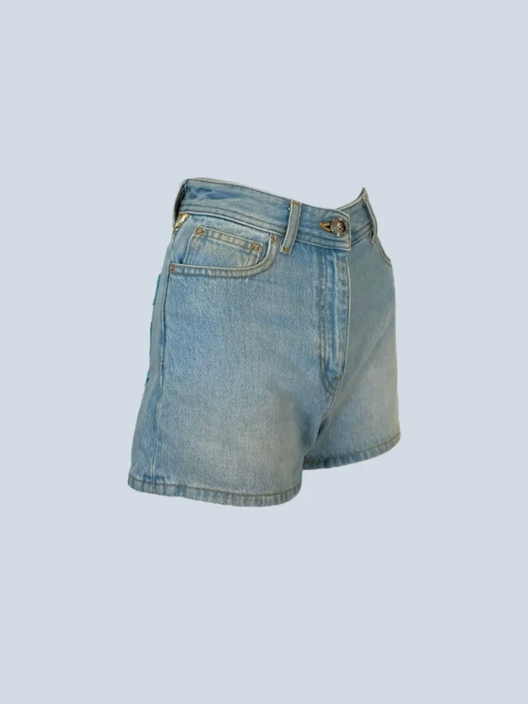 Shorts in denim con stampa barocco, 24., foto 2 di 9