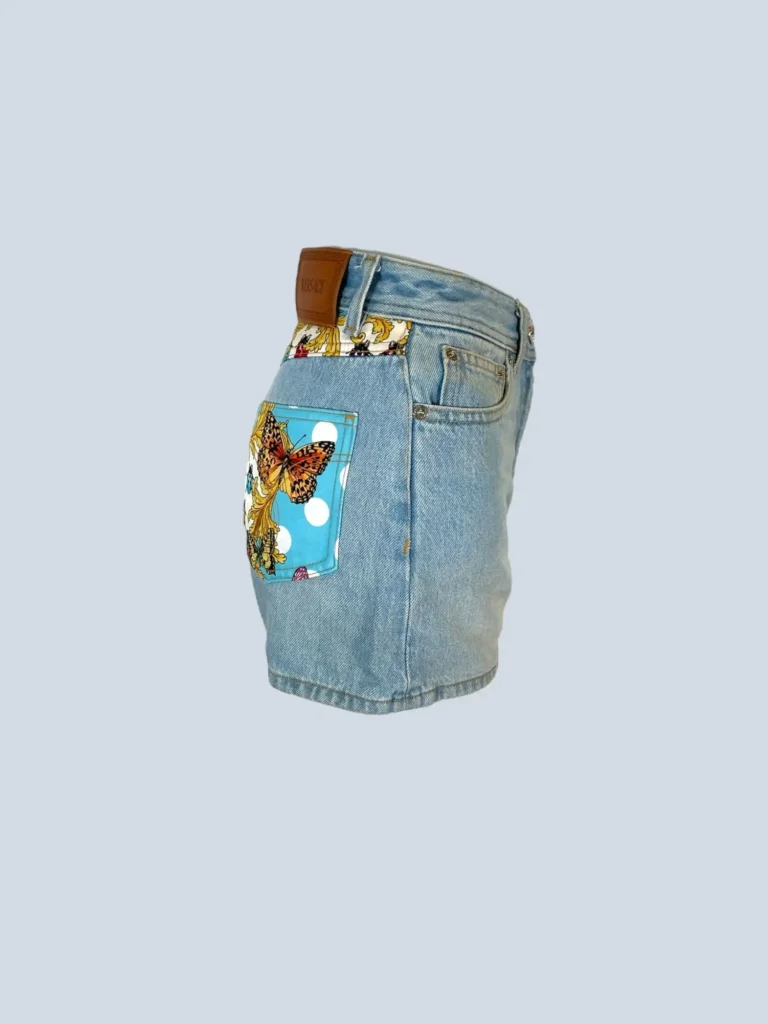 Shorts in denim con stampa barocco, 24., foto 3 di 9