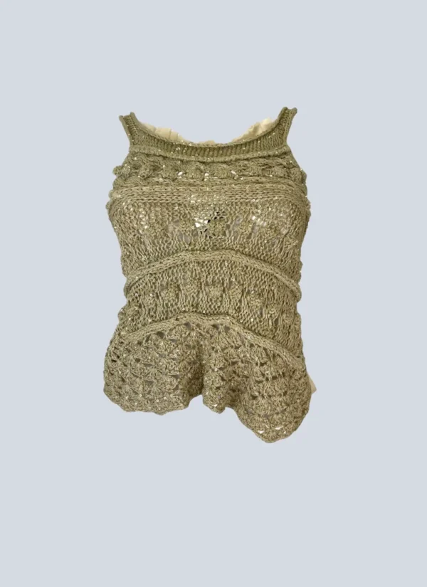 <b>Blumarine</b><br> top in maglia di cotone e lino, 40.