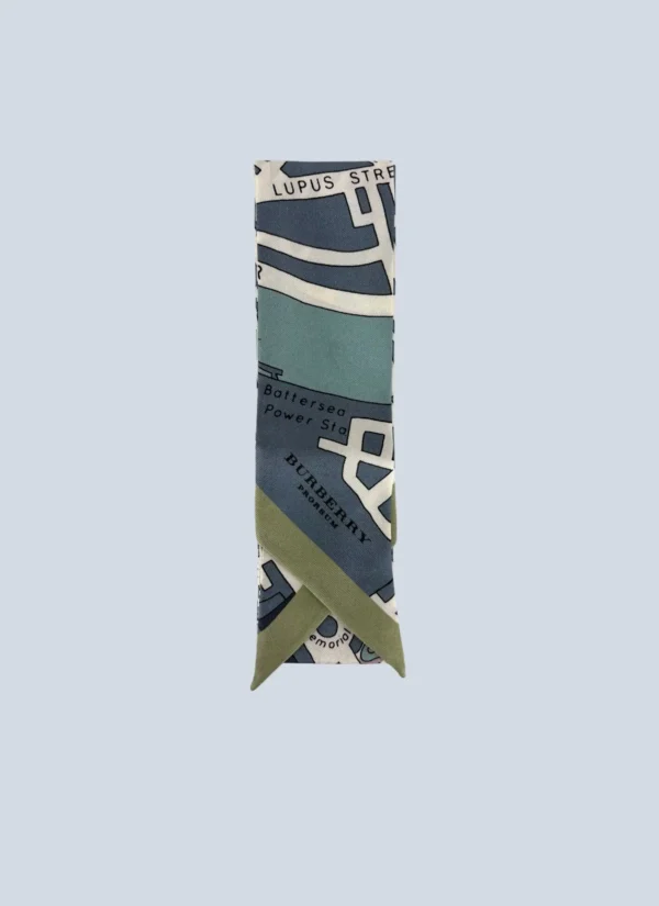 <b>Burberry</b> <br> foulard bandeau in seta stampa mappa.