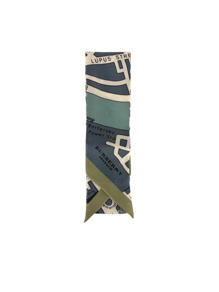 Silk map print bandeau scarf.