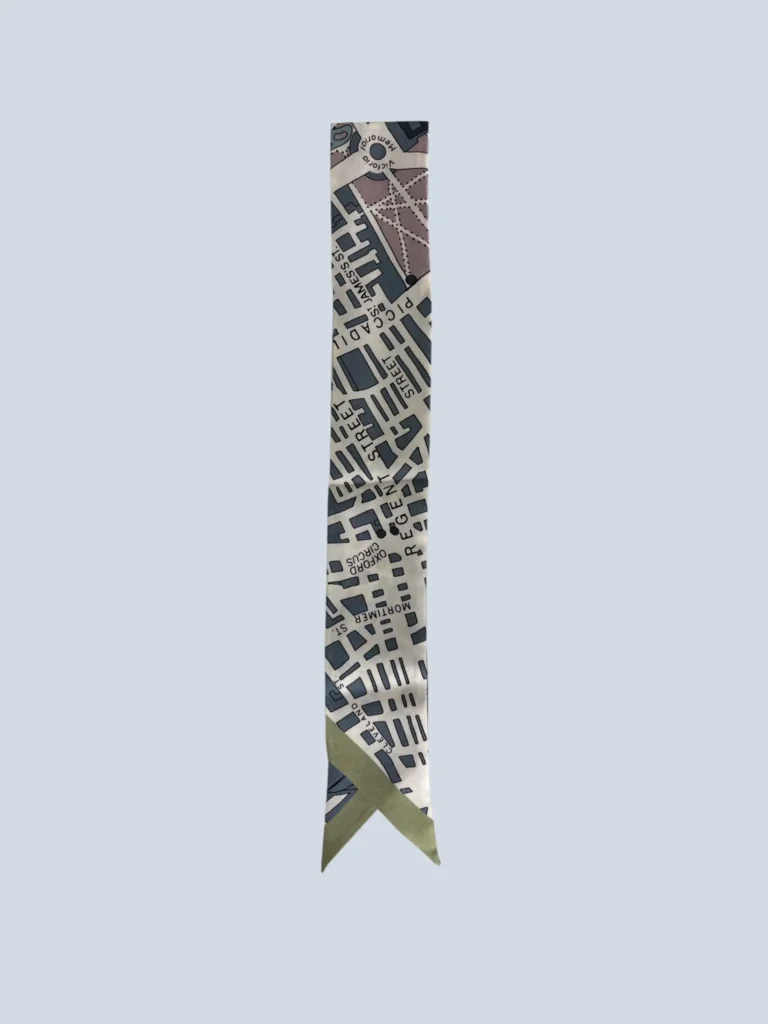 Foulard bandeau in seta stampa mappa., foto 3 di 4