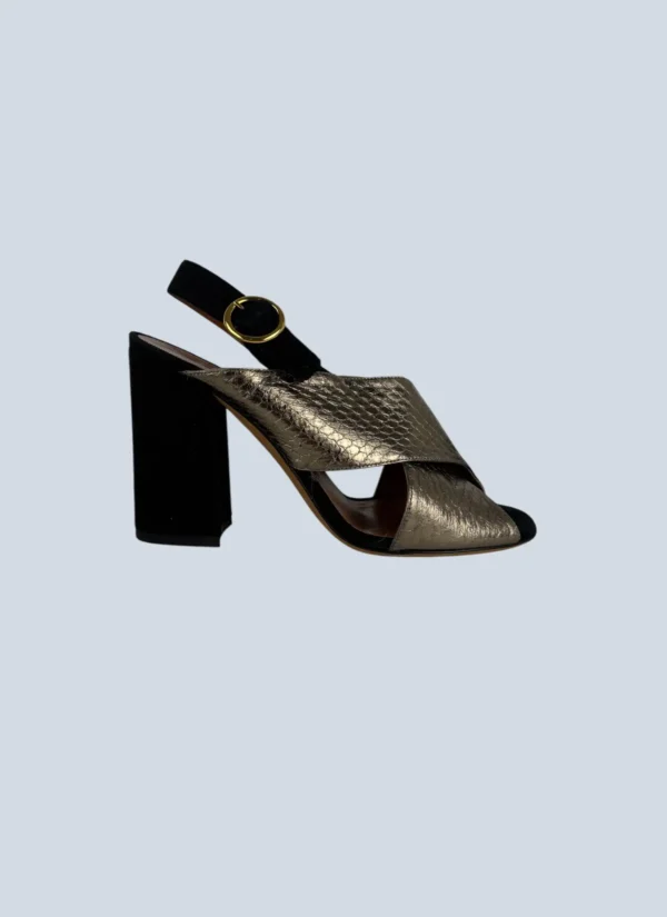 <b>Etro</b> <br> sandali in pelle stampa pitone, 37.