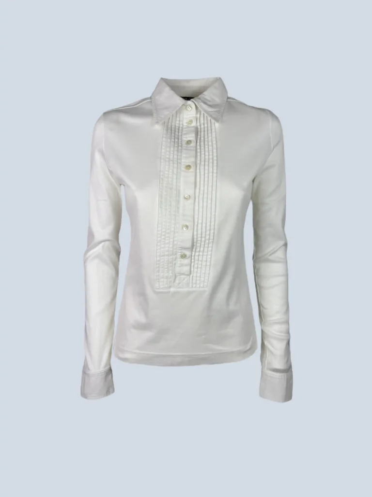 Polo in cotone con rouches, 42.