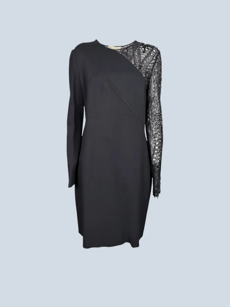 Abito midi con manica in pizzo, 44.