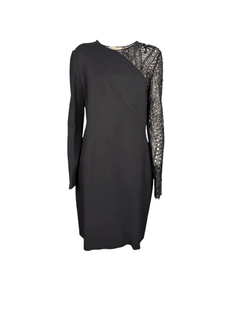 Abito midi con manica in pizzo, 44.