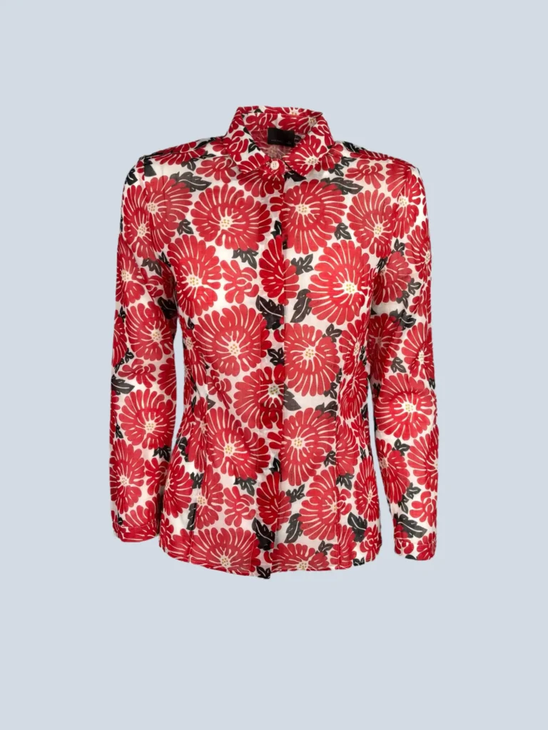 Camicia in cotone con stampa floreale, 40.