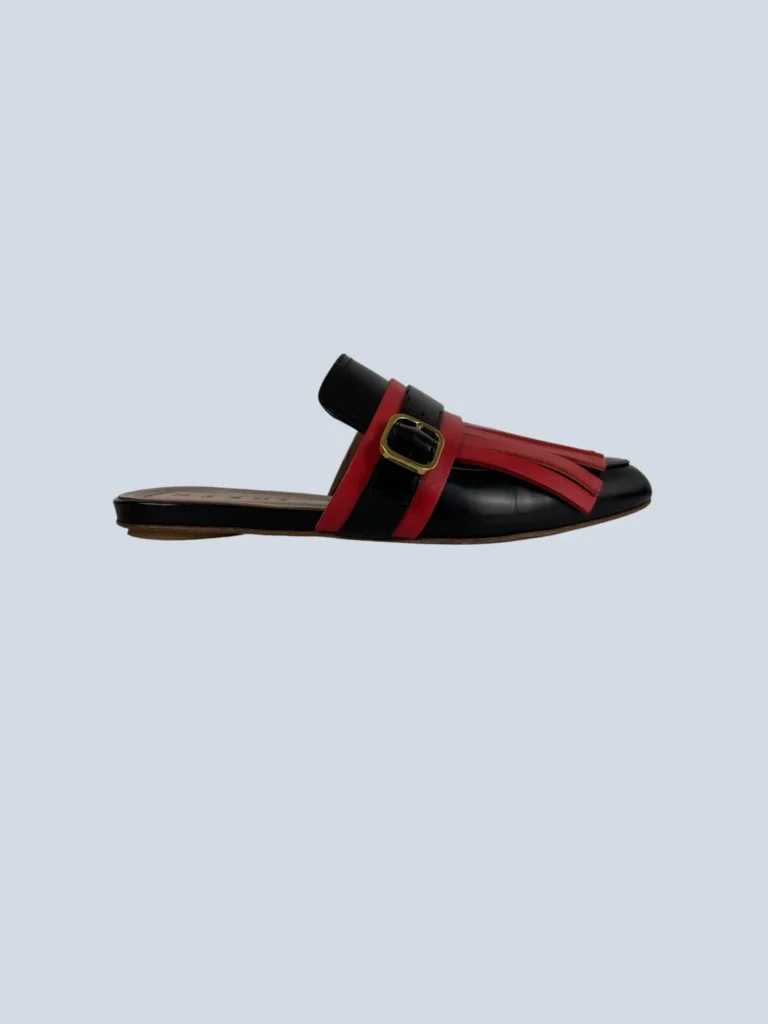 Sabot in pelle con frange, 38.