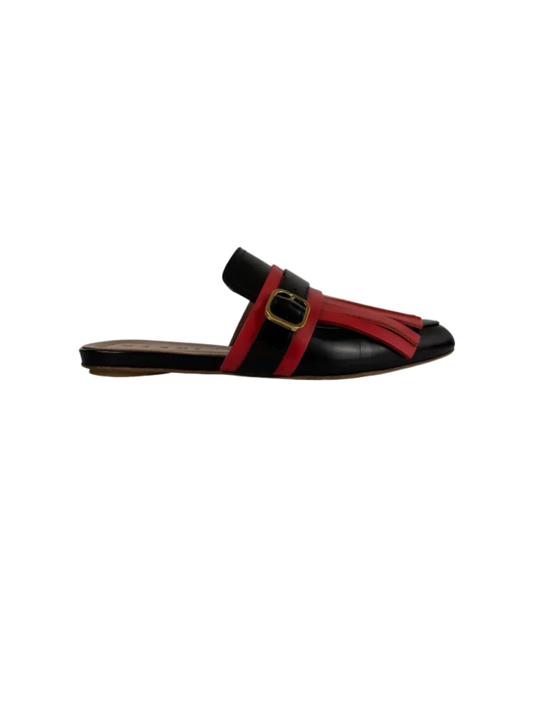 Sabot in pelle con frange, 38.