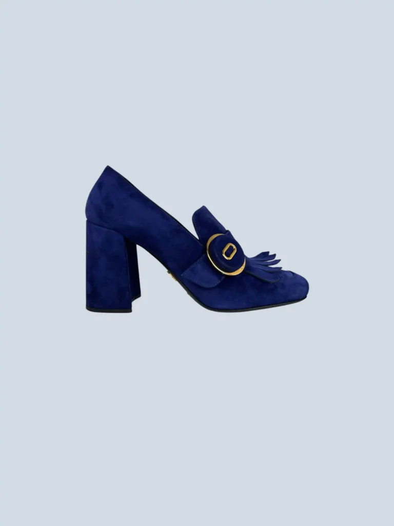 Mocassini con tacco in suede, 40.