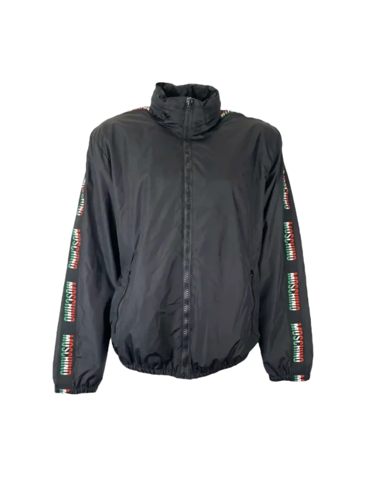 Couture, giacca in nylon con bande logo, 50.