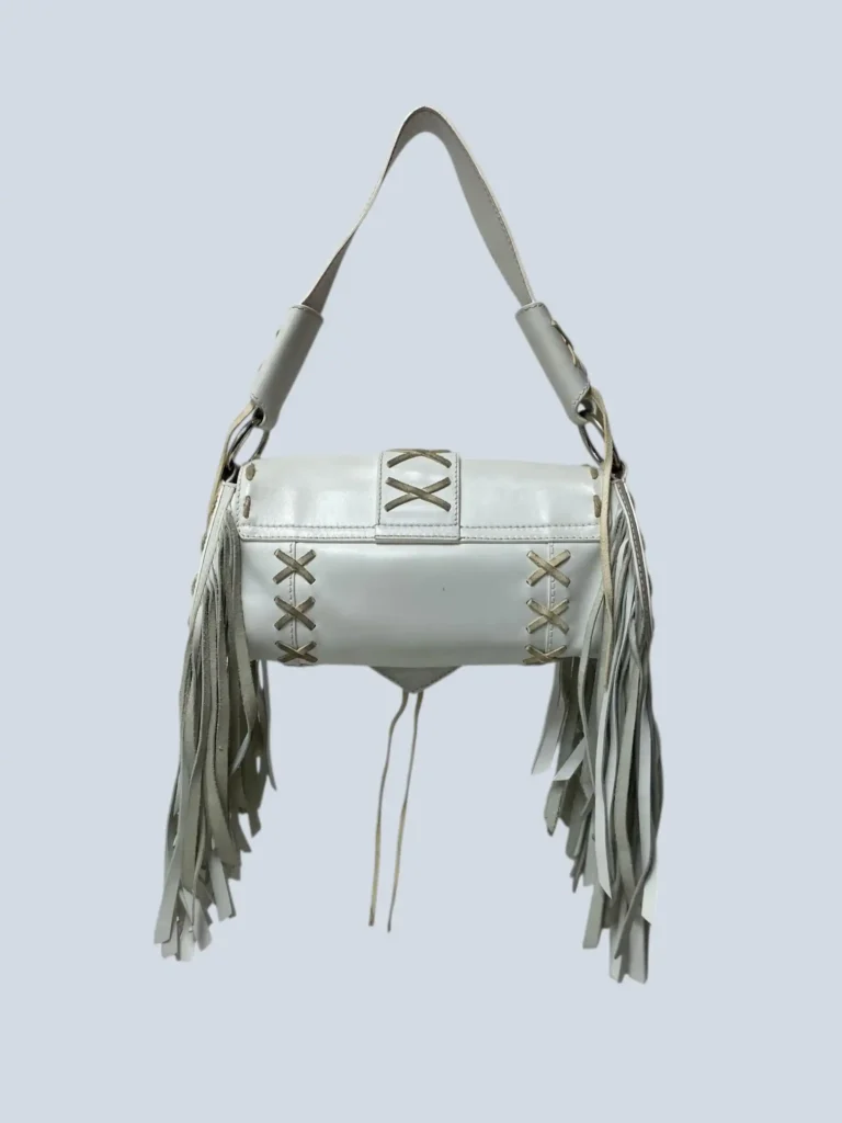 Borsa a spalla in pelle con frange., foto 4 di 11