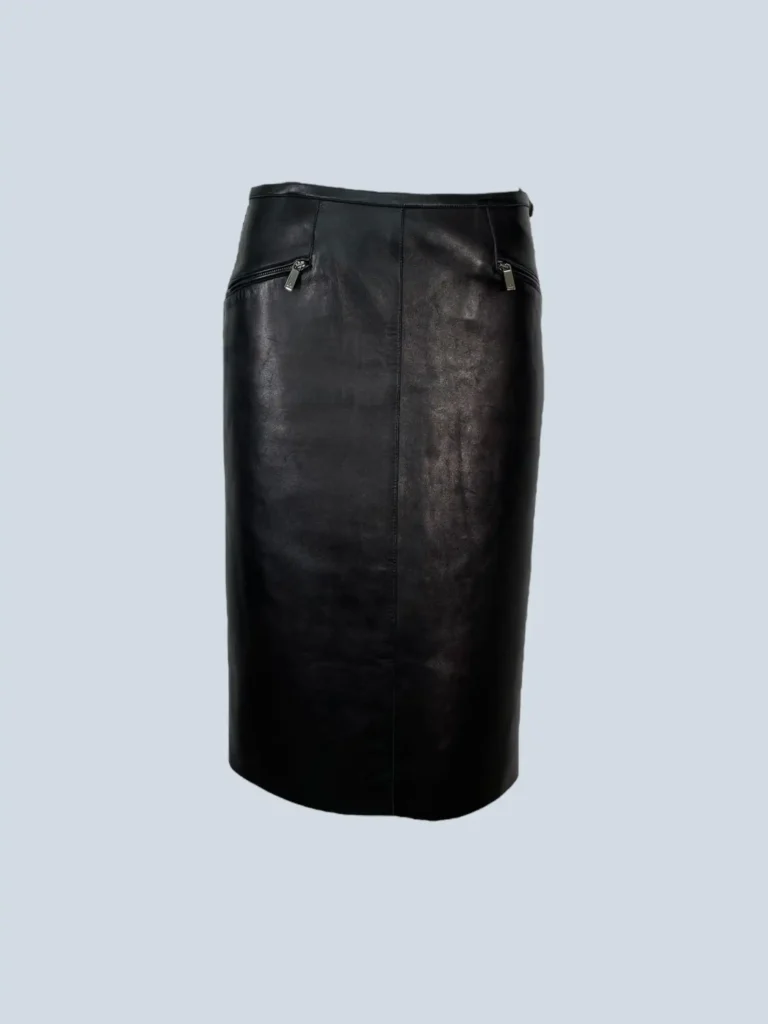 Leather midi skirt with zip pockets, 40.