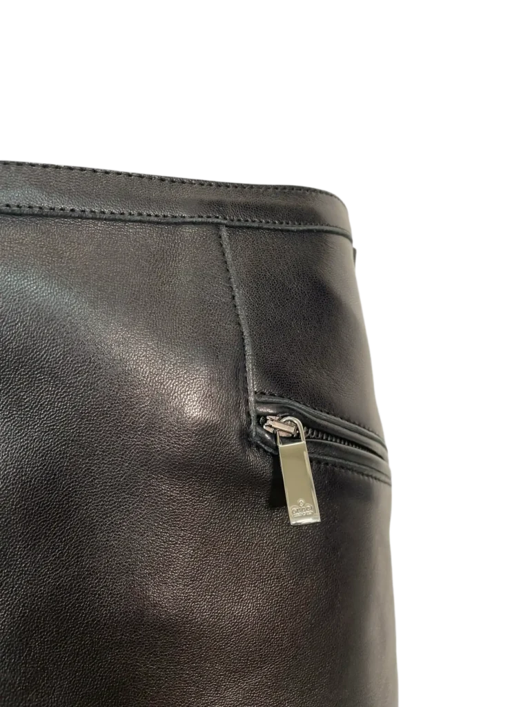 Gonna midi in pelle con tasche a zip., foto 4 di 9