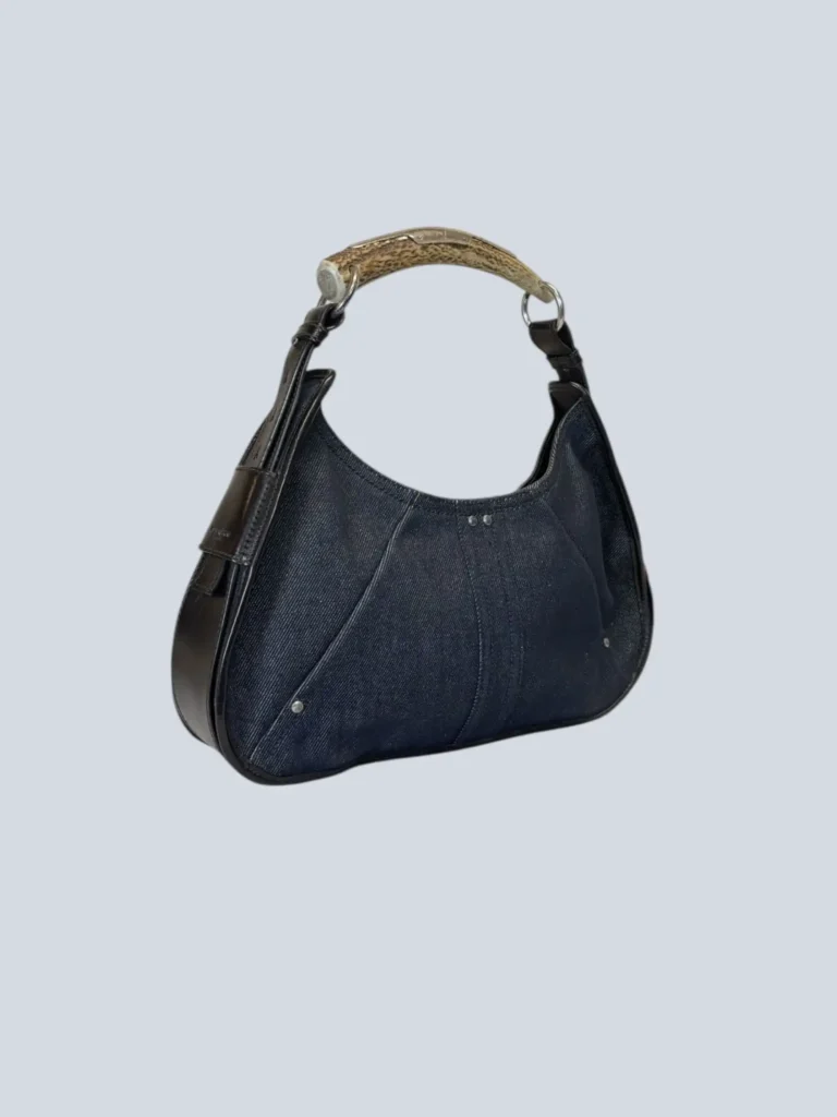 Borsa a spalla Mombasa in denim con manico in corno., foto 2 di 13