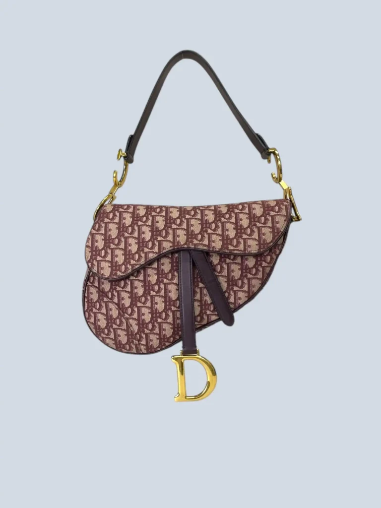 Borsa a spalla Saddle Medium in tela Jacquard Oblique.