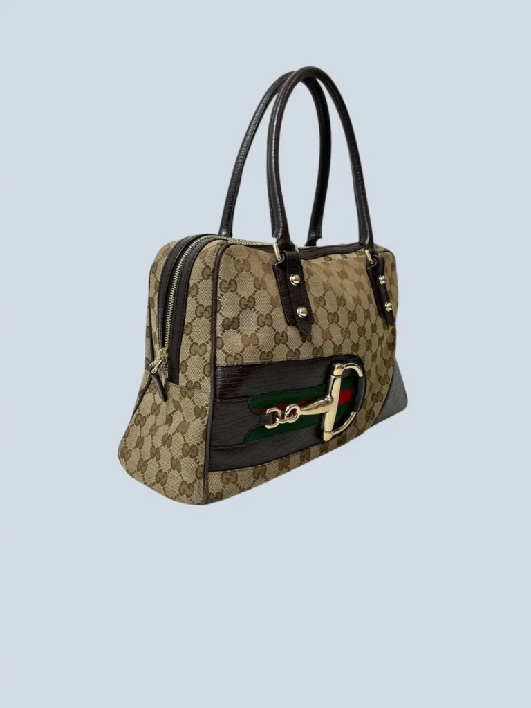 Hasler Horsebit Monogram canvas and leather shoulder bag, photo 2 of 12