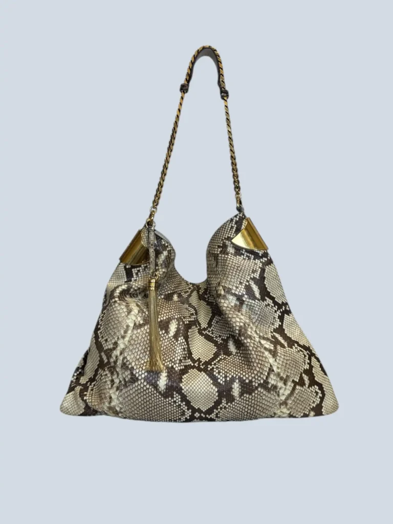 Borsa a spalla 1970 in pelle esotica.
