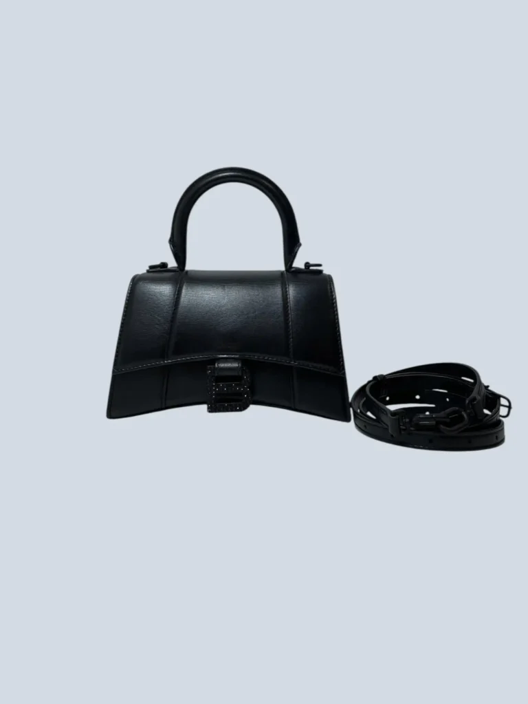 Borsa a tracolla Hourglass XS in pelle con cristalli.