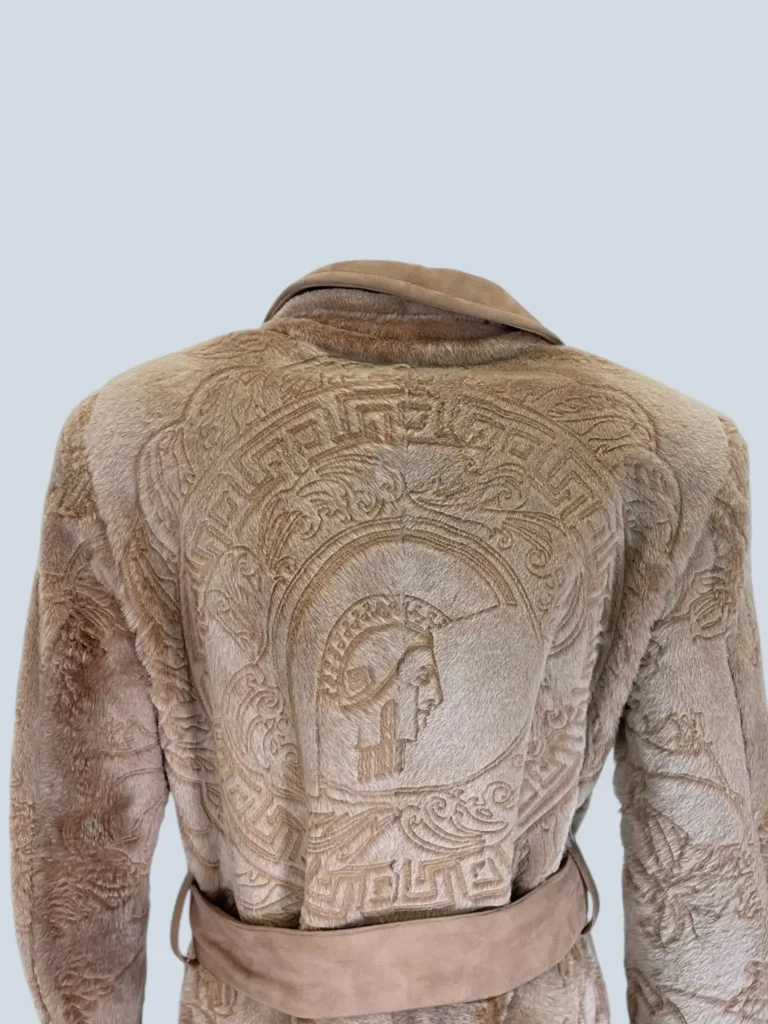 Long pony hair and suede coat with Greca motif, 40., photo 4 of 8