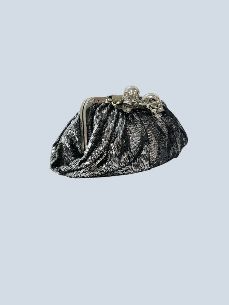 Clutch con paillettes e chiusura Teschi metallo., foto 2 di 12