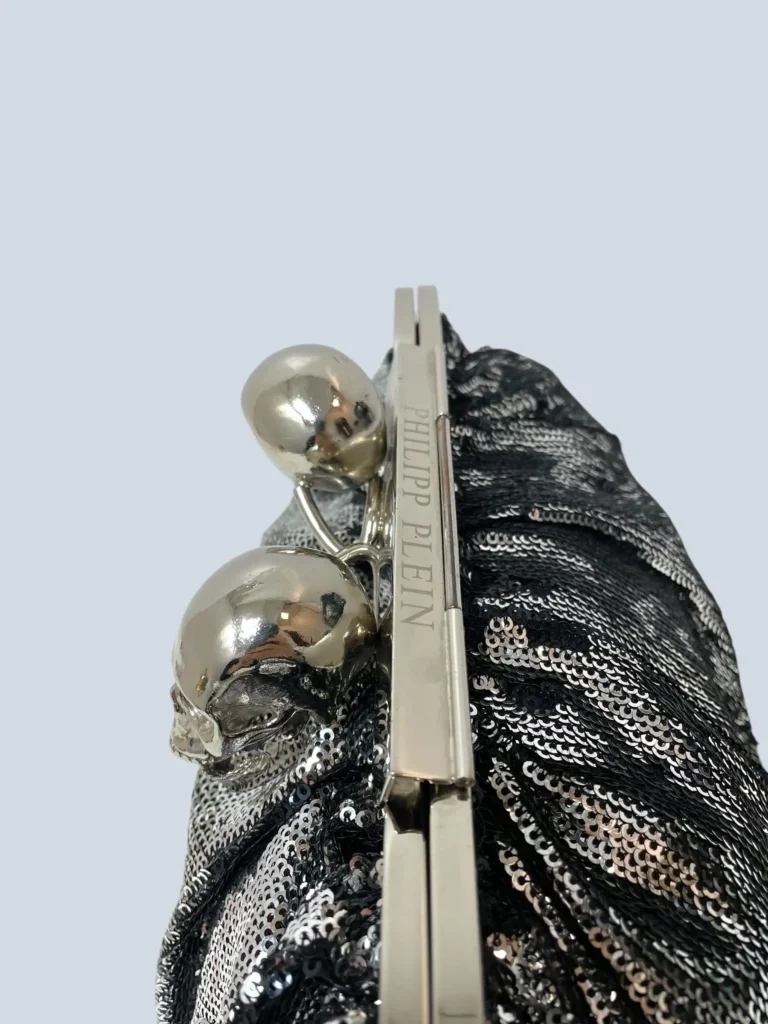 Clutch con paillettes e chiusura Teschi metallo., foto 7 di 12