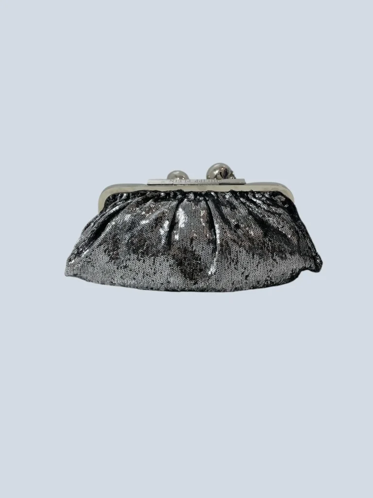 Clutch con paillettes e chiusura Teschi metallo., foto 4 di 12