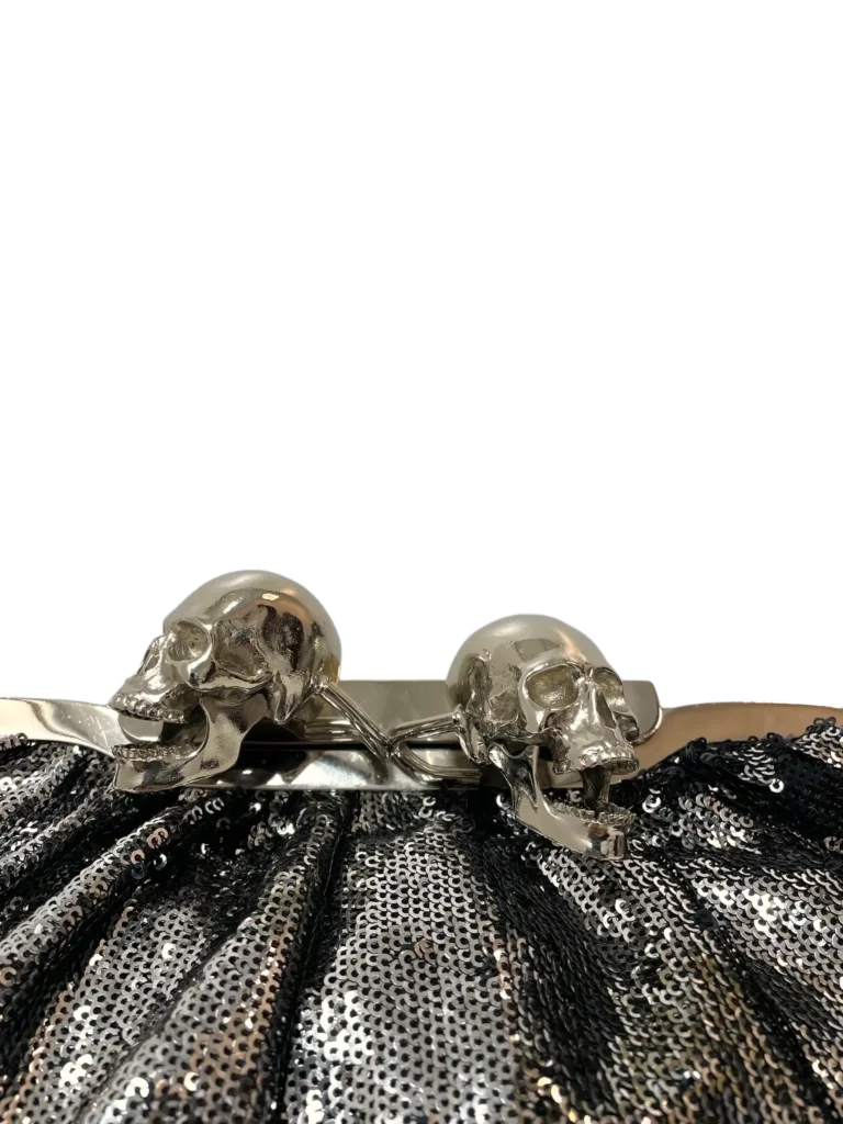 Clutch con paillettes e chiusura Teschi metallo., foto 5 di 12