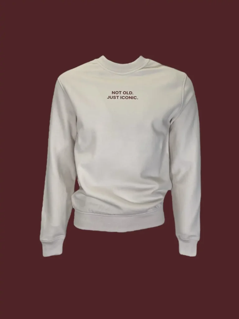 Felpa girocollo in cotone off-white.