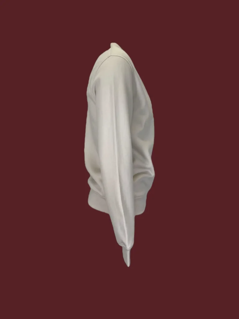 Felpa girocollo in cotone off-white., foto 2 di 5