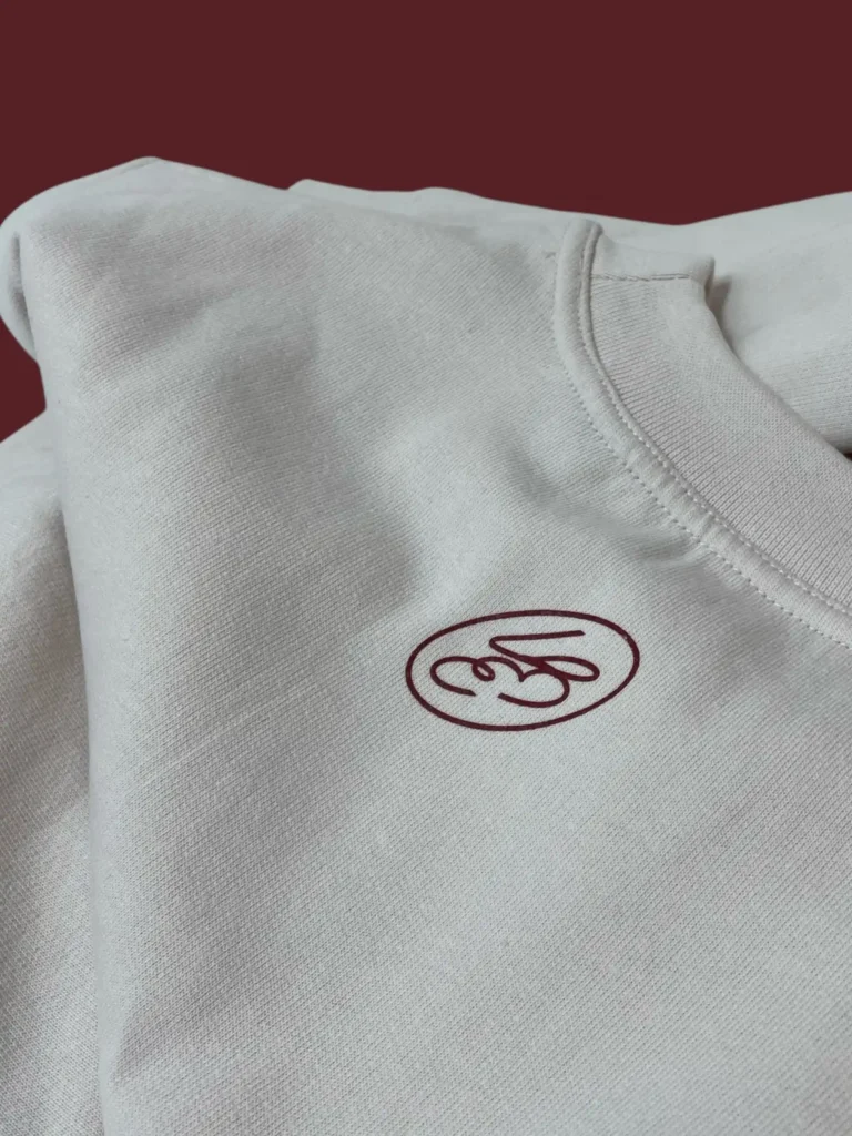 Felpa girocollo in cotone off-white., foto 4 di 5