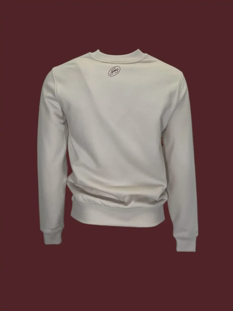 Felpa girocollo in cotone off-white., foto 3 di 5