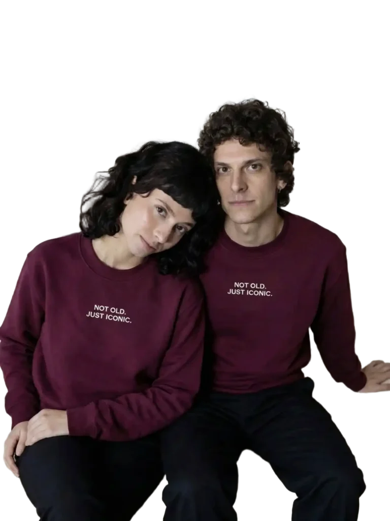 Felpa girocollo in cotone burgundy.