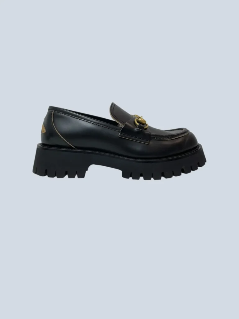 Leather Chunky Horsebit Loafers, 38.