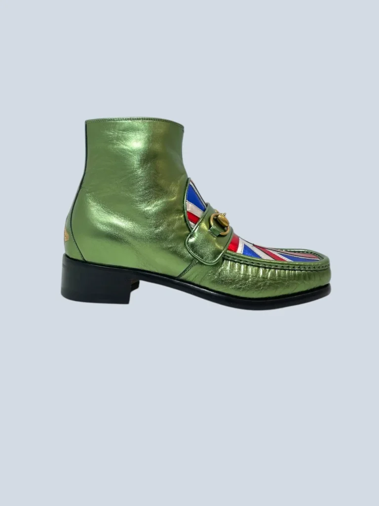 Stivaletti Horsebit Union Jack in pelle metallizzata, 5,5.
