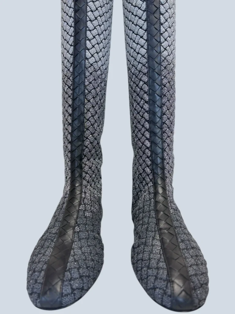 Lurex and braided leather boots, 37., photo 6 of 11