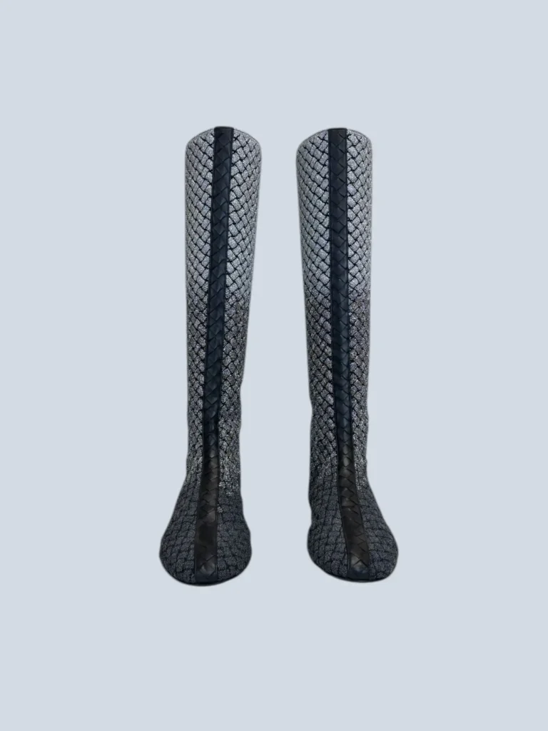 Lurex and braided leather boots, 37., photo 4 of 11