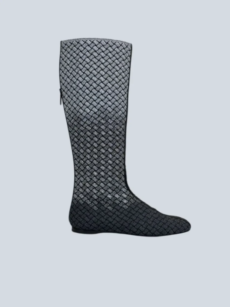 Stivali in lurex e pelle intrecciata, 37.