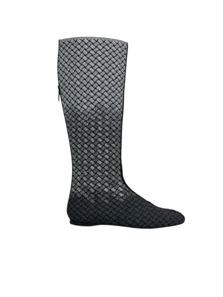 Stivali in lurex e pelle intrecciata, 37.