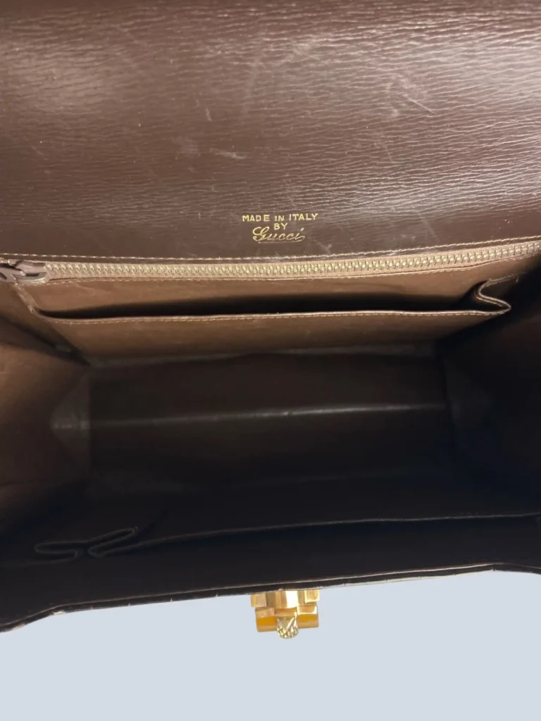 Borsa a mano vintage in pelle di coccodrillo lucida., foto 6 di 10