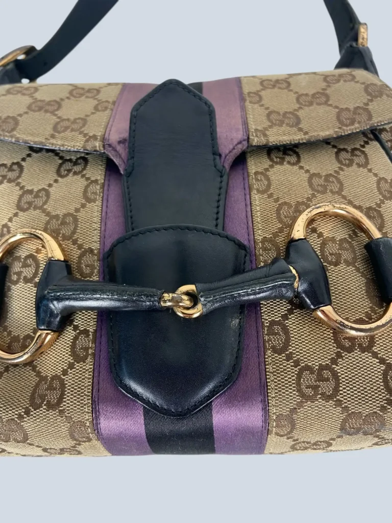 Gucci By Tom Ford, Horsebit Monogram canvas and leather shoulder bag, photo 8 of 13