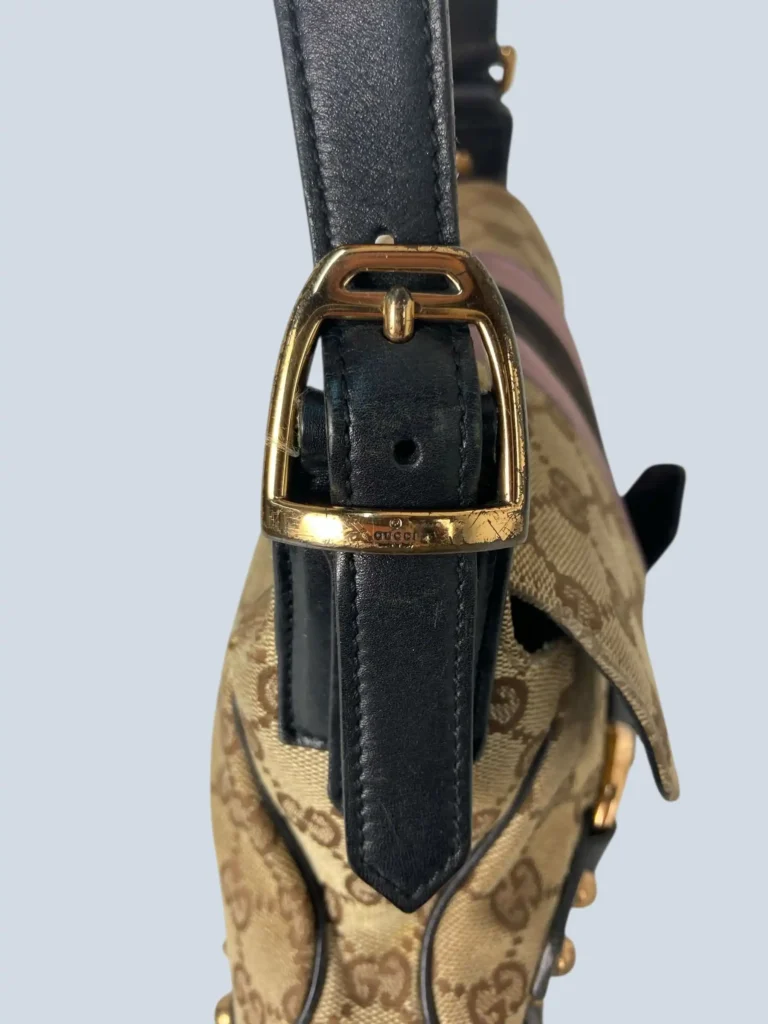 Gucci By Tom Ford, Horsebit Monogram canvas and leather shoulder bag, photo 10 of 13