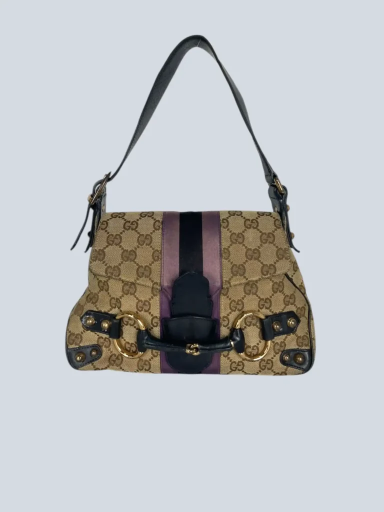 Gucci By Tom Ford, Horsebit Monogram canvas and leather shoulder bag.