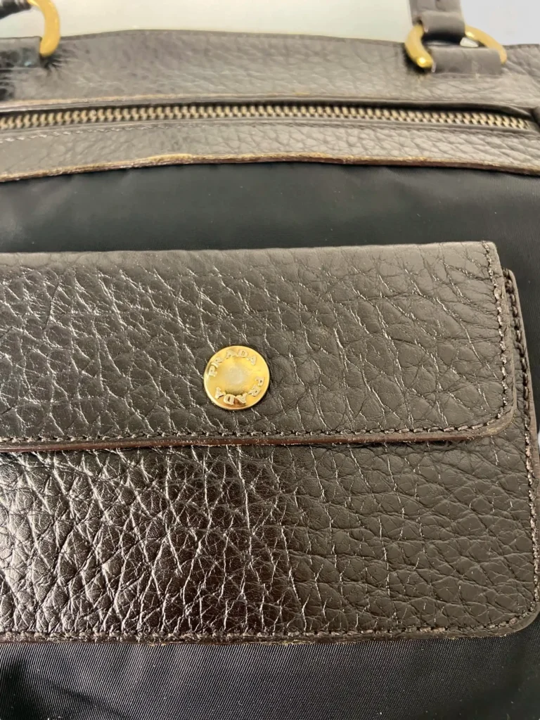 Nylon and grained leather shoulder bag, photo 6 of 9