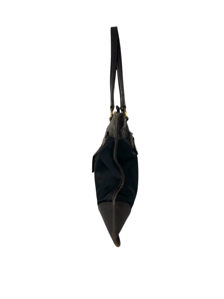 Nylon and grained leather shoulder bag, photo 3 of 9