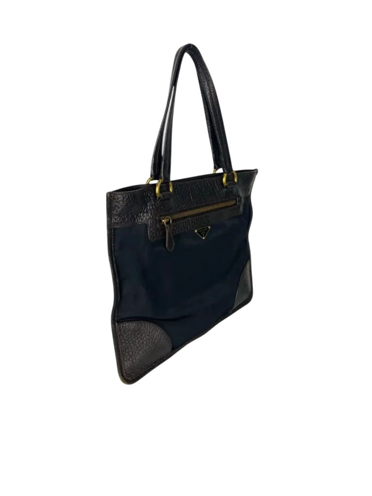 Nylon and grained leather shoulder bag, photo 2 of 9