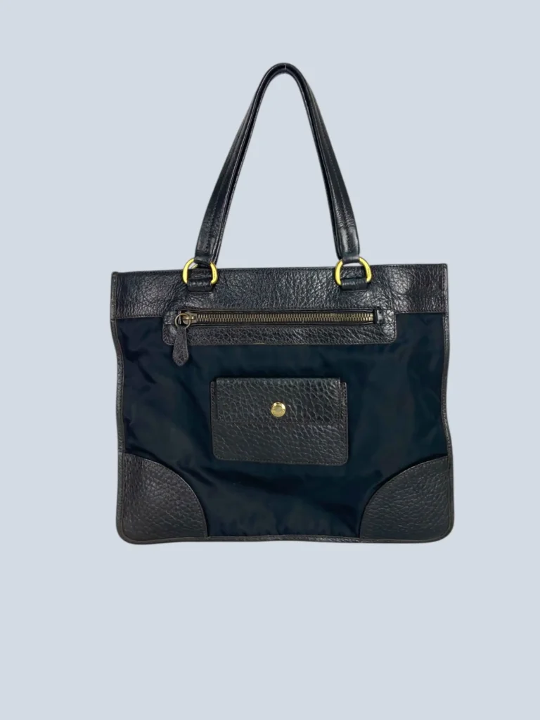 Borsa a spalla in nylon e pelle martellata., foto 4 di 9